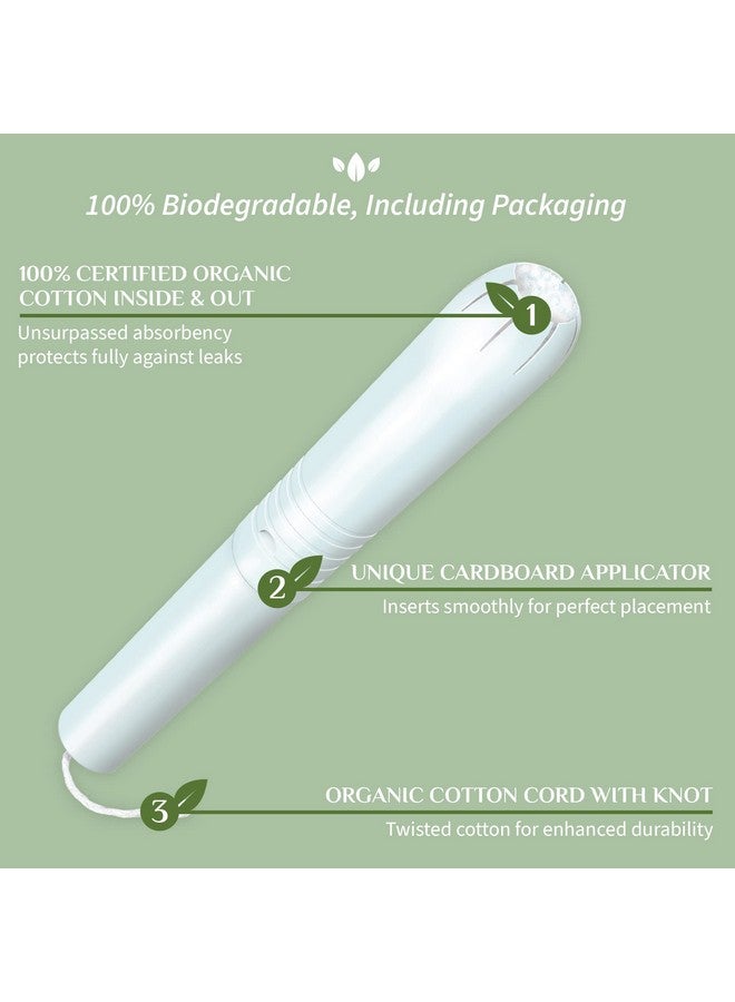 ORGANYC Organyc 100% Certified Organic Cotton Tampons, Cardboard Applicator, Free from Chlorine, Perfumes, Rayon and Chemicals, Regular, 16 Count - Image 2