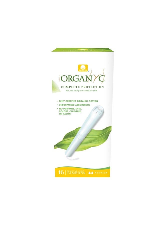 ORGANYC Organyc 100% Certified Organic Cotton Tampons, Cardboard Applicator, Free from Chlorine, Perfumes, Rayon and Chemicals, Regular, 16 Count - Image 1