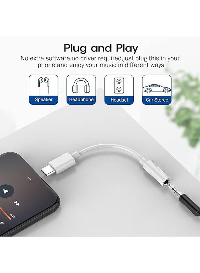 NH USB-C to 3.5mm Audio Headphone Jack Adapter (White), Type-C AUX Audio Dongle Converter, Compatible with iPhone 15 Series/iPad/Samsung/Huawei/Xiaomi & Other Android Phones - Image 3