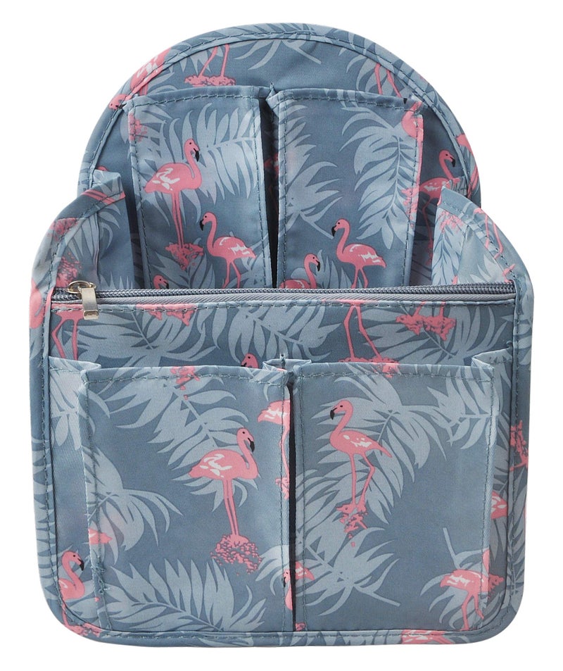 Vercord Backpack Organizer Insert Liner Hanging Travel Bag in Bag with Many Pockets Blue Flamingo Large - Image 2