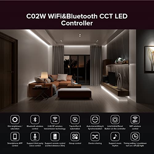 SEZO C02W WiFi Bluetooth Dual White LED Strip Controller Group Control Support Tuya Smart Life APP/Voice Control Compatible with LM091 LM096 LM007 LM097 CCT Remote DC12-24V - Image 5