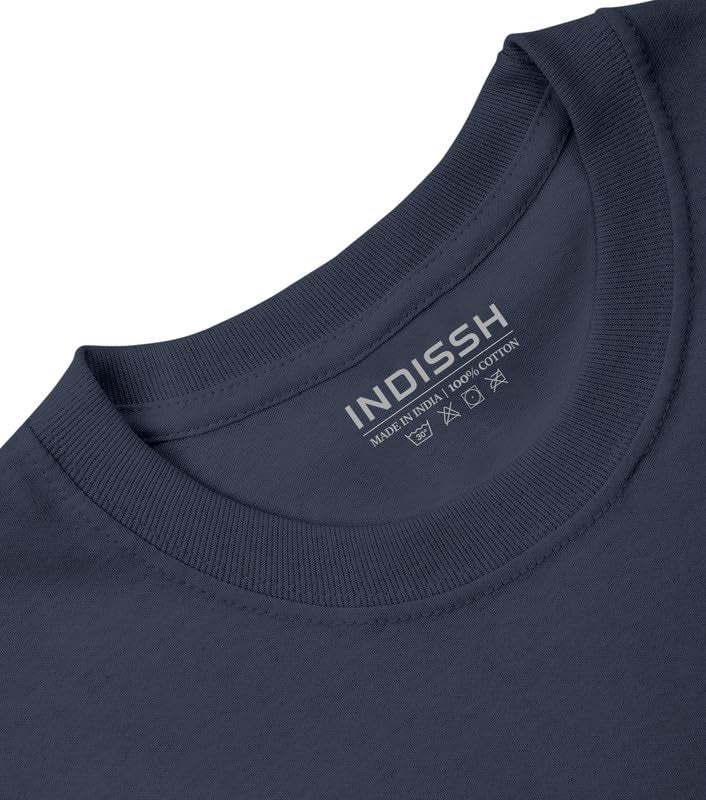 INDISSH Men's Regular Fit Half-Sleeves Themed Graphic Printed Tshirt | Regular Wear T-Shirt for Men's- RNM-YOGINH-NVY-L - Image 4