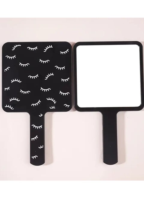 1 PC Chic Cartoon Themed Portable Handheld Makeup Mirror - Black