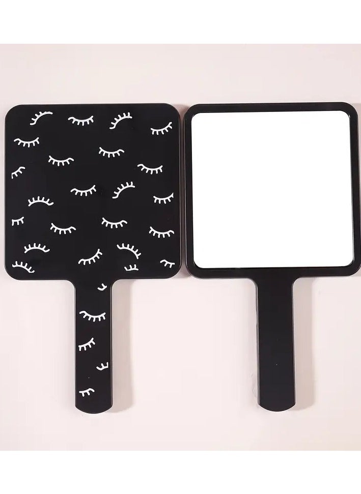 Rozino - 1 PC Chic Cartoon Themed Portable Handheld Makeup Mirror - Black - Image 1