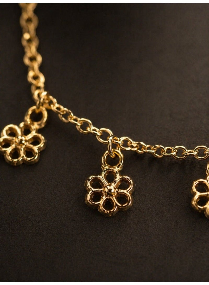 3Diamonds Gold Plated Floral Drop Necklace for Women - Image 3