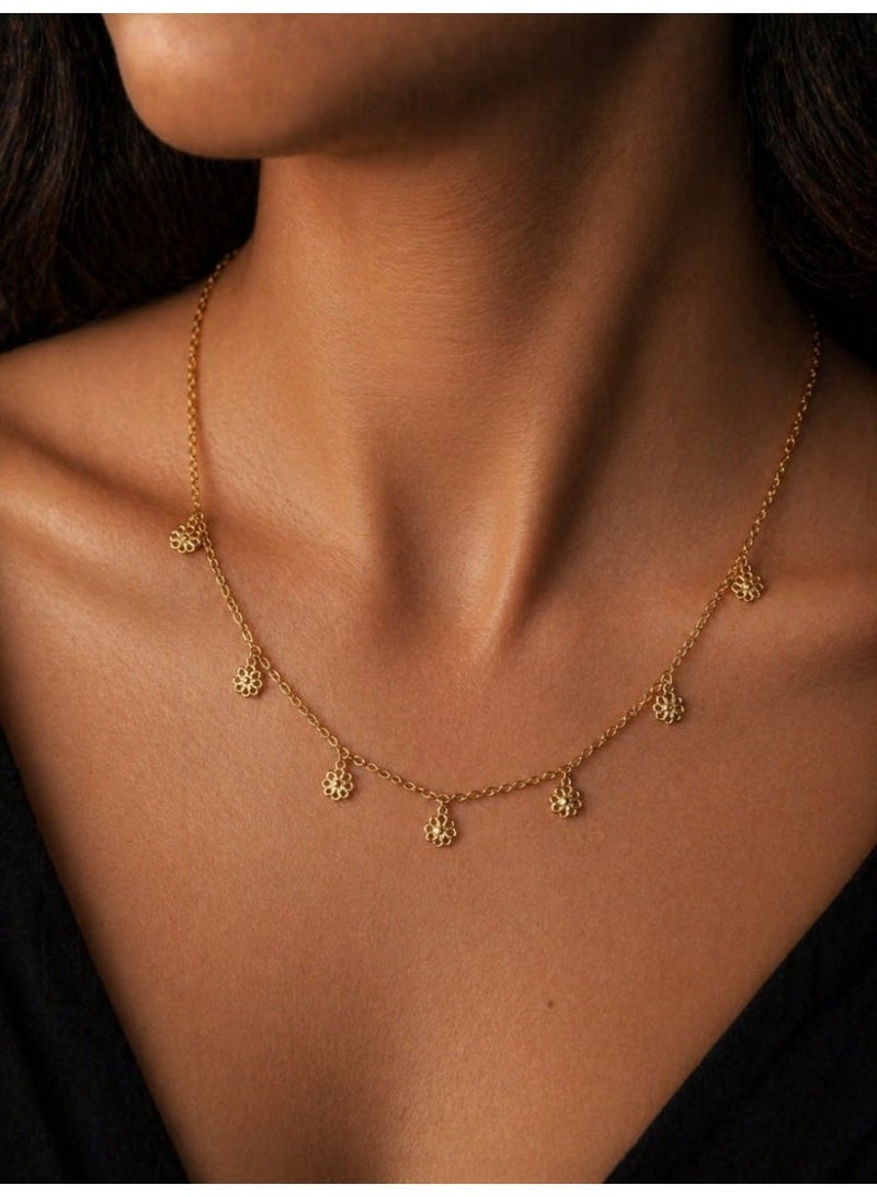 3Diamonds Gold Plated Floral Drop Necklace for Women - Image 1