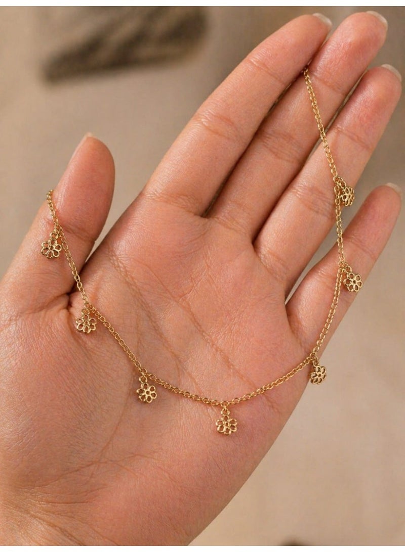 3Diamonds Gold Plated Floral Drop Necklace for Women - Image 4
