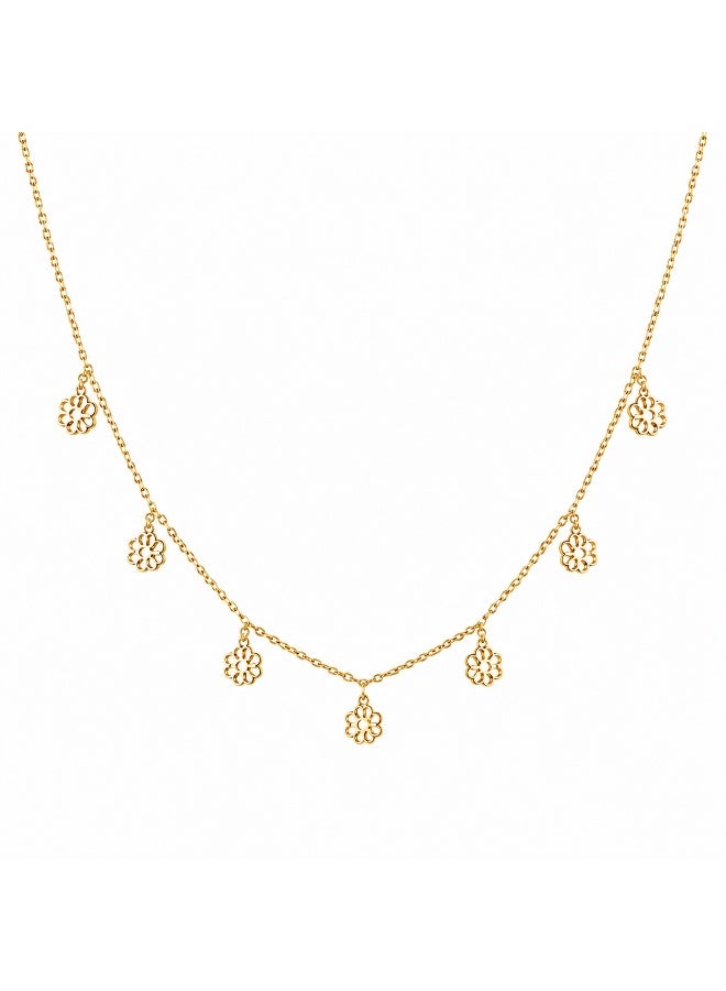 3Diamonds Gold Plated Floral Drop Necklace for Women - Image 5
