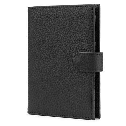 Karmiir RFID Slim Passport Holder for Man Women Compact Leather Passport Wallet with Card Holders SIM Slots Zippered Coins Pocket and Cash Holder Travel Passport Cover Case Black - Image 1