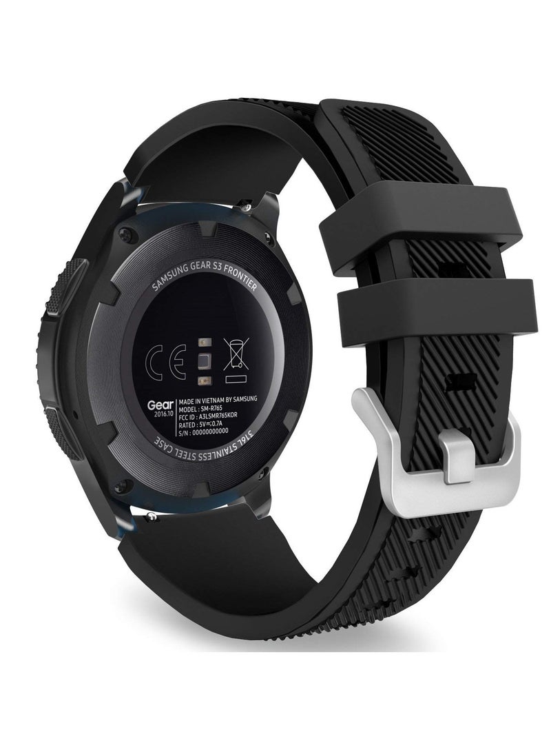 حزام سيليكون رياضي 22 ملم لساعة سامسونج جالاكسي 3 45 ملم/ساعة 46 ملم/جير S3/ساعة هواوي GT3 GT4 46 ملم/ساعة هواوي 3&4/3&4 Pro/GT2E/GT2 Pro/GT GT2 46 ملم/Amaz fit GTR 4/3/3Pro/2 /2e أسود - Image 1