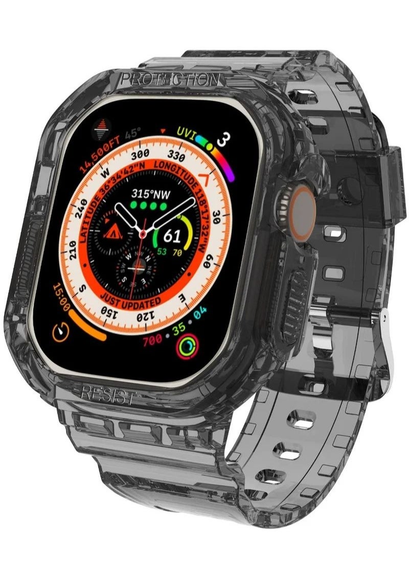 In Air - Compatible 2022 Apple Watch Ultra 49mm Band with Protective Bumper Crystal Clear Soft Sport Wristband - Image 1