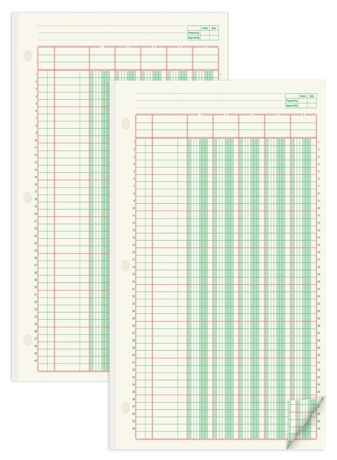 gisgfim 2 Pads 100 Sheets Columnar Analysis Pad 3 Hole Punch Accounting Ledger Book 8-1/2 x 11 Ledger Paper Pad Double Page Format Columnar Pads for Business Bookkeeping & Data(5 Column Ledger) - Image 1