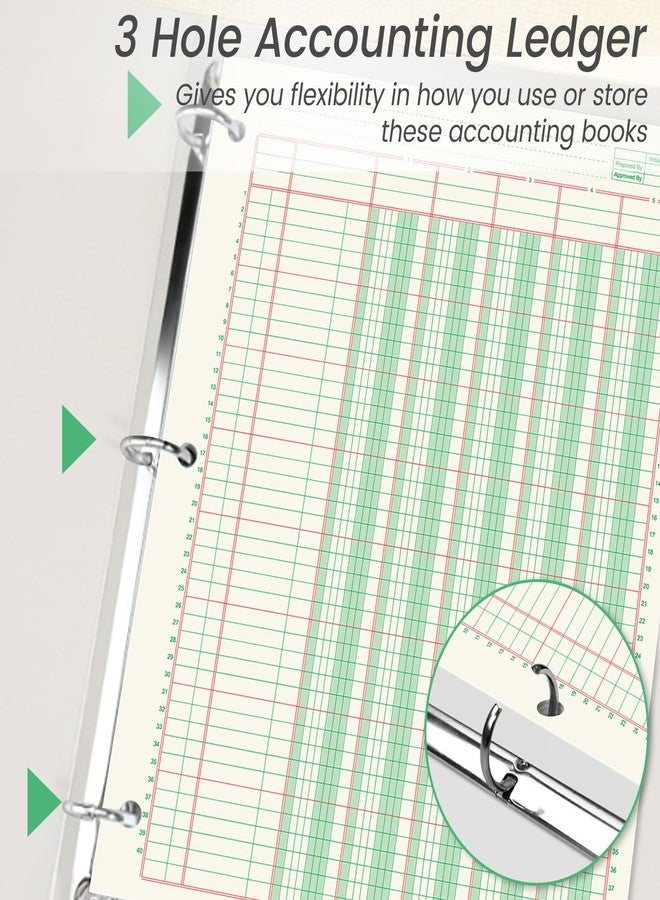 gisgfim 2 Pads 100 Sheets Columnar Analysis Pad 3 Hole Punch Accounting Ledger Book 8-1/2 x 11 Ledger Paper Pad Double Page Format Columnar Pads for Business Bookkeeping & Data(5 Column Ledger) - Image 4
