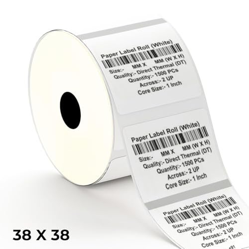 Shreyans Direct Thermal Labels (Pack of 10, 38mm x 38mm - 250 Labels/Roll) - Non Tearable, Scratch Free, Water Proof & Non Fade Stickers with Permanent Marking - Image 1