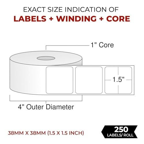 Shreyans Direct Thermal Labels (Pack of 10, 38mm x 38mm - 250 Labels/Roll) - Non Tearable, Scratch Free, Water Proof & Non Fade Stickers with Permanent Marking - Image 4