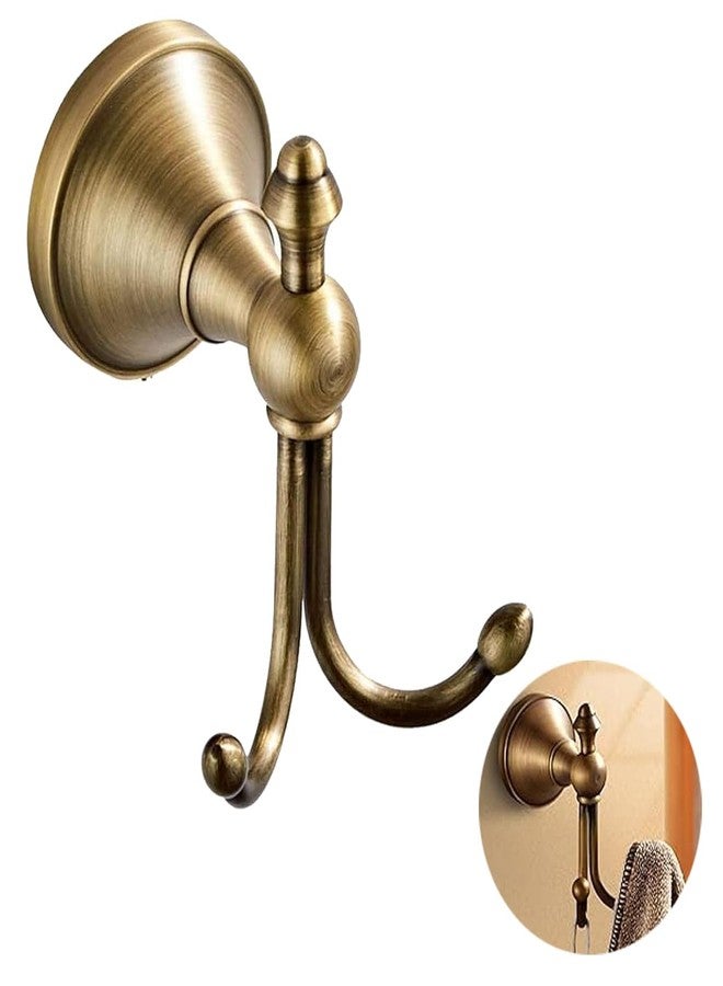 YWHWLX Vintage Brass Towel Hook Hanger Double Robe Hooks Wall Mounted for Bathroom Bronze Antique Brass Wall Towel Robe Hook Clothes Hanger/for Kitchen Room high Load-Bearing - Image 1