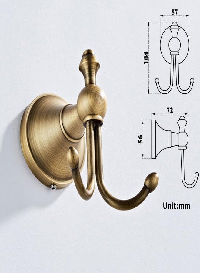 YWHWLX Vintage Brass Towel Hook Hanger Double Robe Hooks Wall Mounted for Bathroom Bronze Antique Brass Wall Towel Robe Hook Clothes Hanger/for Kitchen Room high Load-Bearing - Image 4