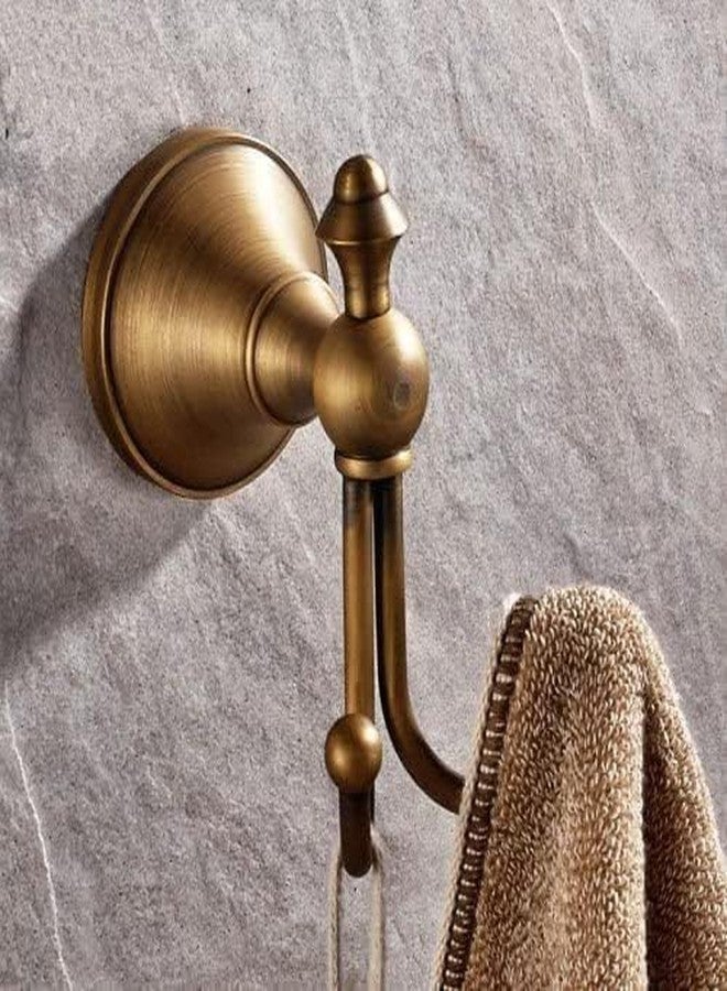 YWHWLX Vintage Brass Towel Hook Hanger Double Robe Hooks Wall Mounted for Bathroom Bronze Antique Brass Wall Towel Robe Hook Clothes Hanger/for Kitchen Room high Load-Bearing - Image 3