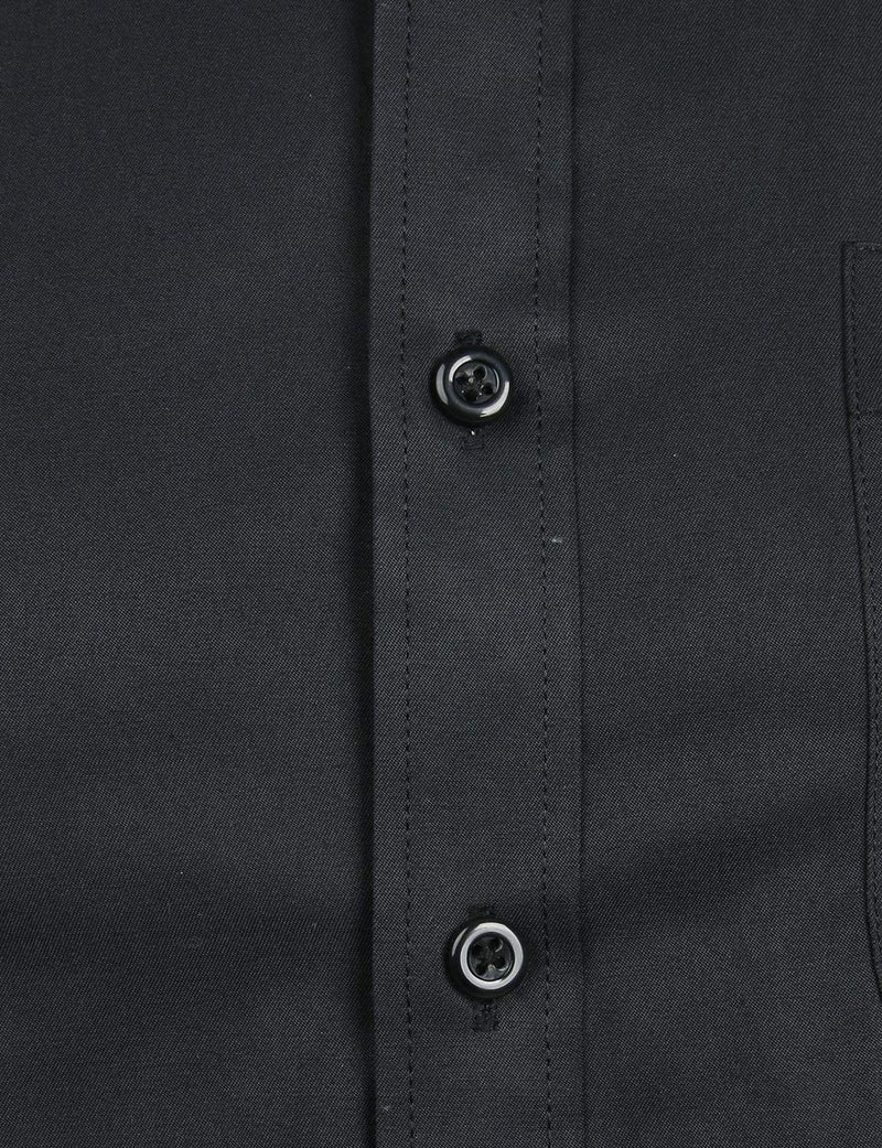 ZEROYAA Men's Long Sleeve Dress Shirt Solid Slim Fit Casual Business Formal Button Up Shirts with Pocket ZSSCL01 Black XXX-Large - Image 3