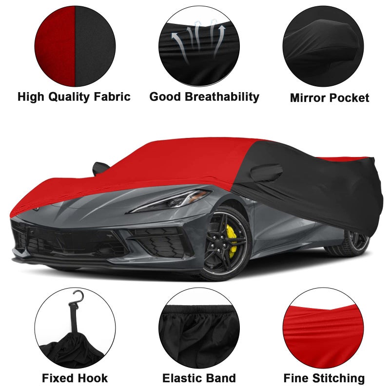 SPORTULI Indoor Car Cover Replace for 2020-2025 Corvette C8, Luxurious Stretch Satin Ultimate Custom-fit Indoor Breathable Car Cover for Dust-Proof, Underground Garage, Car Show (C8) - Image 2