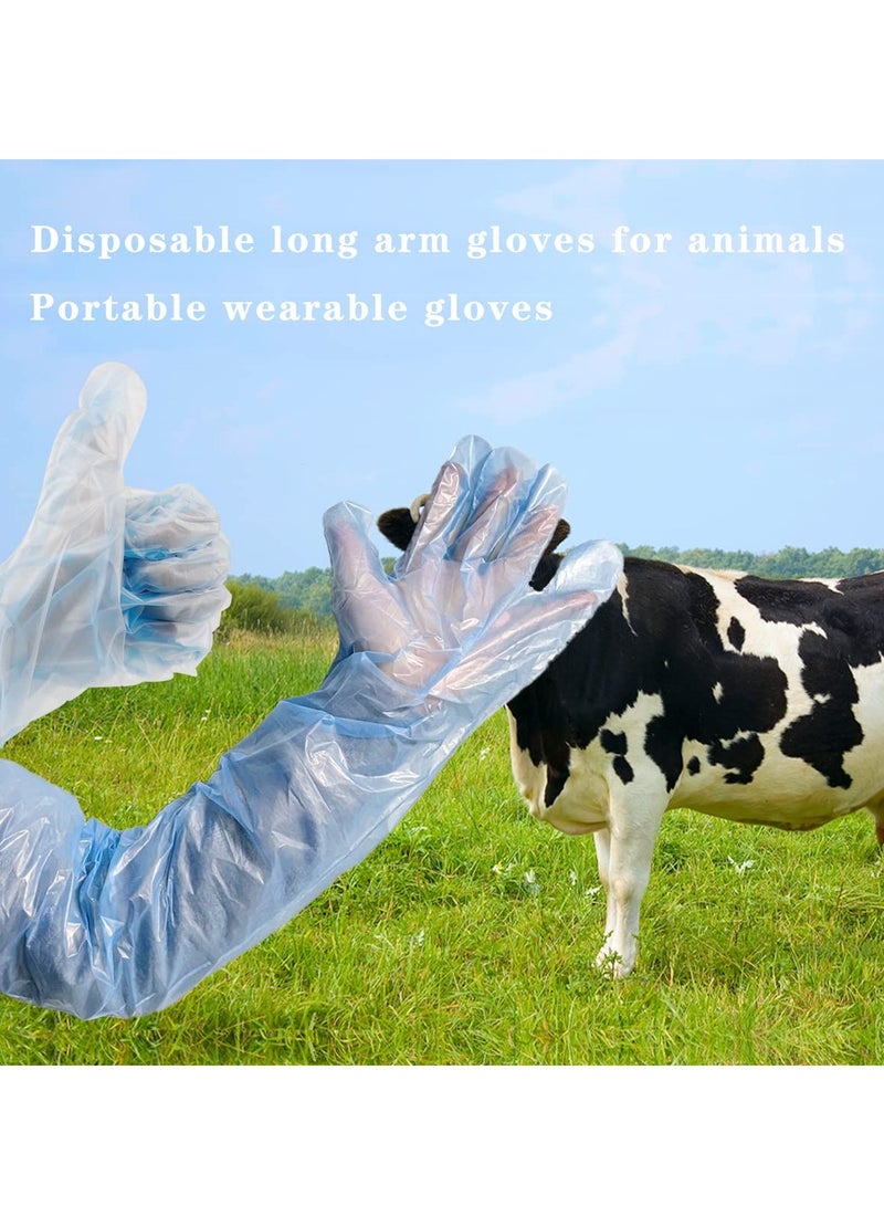 SYOSI 50Pcs Disposable Field Dressing Gloves, 50Pcs Short PVC Gloves, Veterinary Dressing Gutting Long Arm Gloves for Field Dressing Gutting Deer Gardening Painting Full Arm  - Image 2