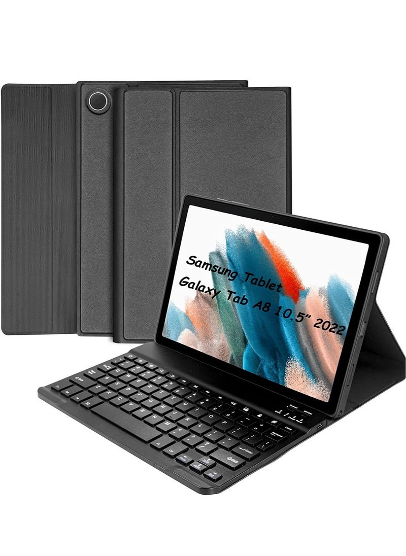 ELTRAZONE Keyboard Case for Samsung Galaxy Tab A8 10.5 inch - Smart Wireless BT Detachable Waterproof Magnetic Folio Stand Tablet Keyboard Cover - Slim Protective Leather Keyboard Case for Galaxy Tab A8 Black - Image 1