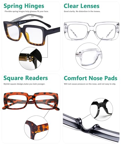 Eyekepper 4 Pack Ladies Reading Glasses - Stylish Oversized Square Readers for Women - Image 5