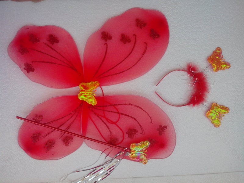 Timestar Fairy Butterfly Wings Costume For Baby Girl Angel(Red) - Image 2