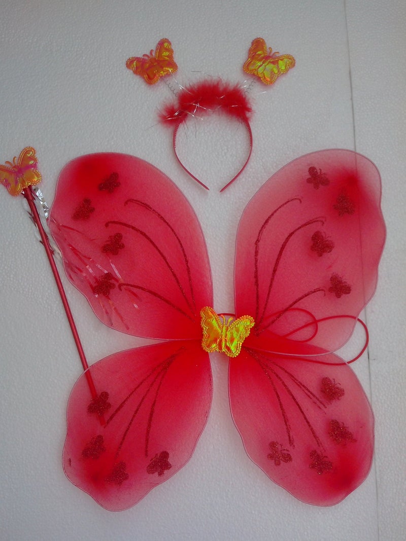 Timestar Fairy Butterfly Wings Costume For Baby Girl Angel(Red) - Image 1