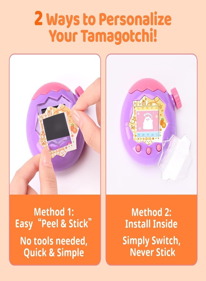 BUBBLELOGUS Strawberry Bubble Protective Case for Tamagotchi Paradise, Soft TPU Silicone Cover with Holographic Faceplate, Flower Shaped Zoom Dial Cap & Charms Set, Anti-Scratch & Waterproof (Orange) - Image 3