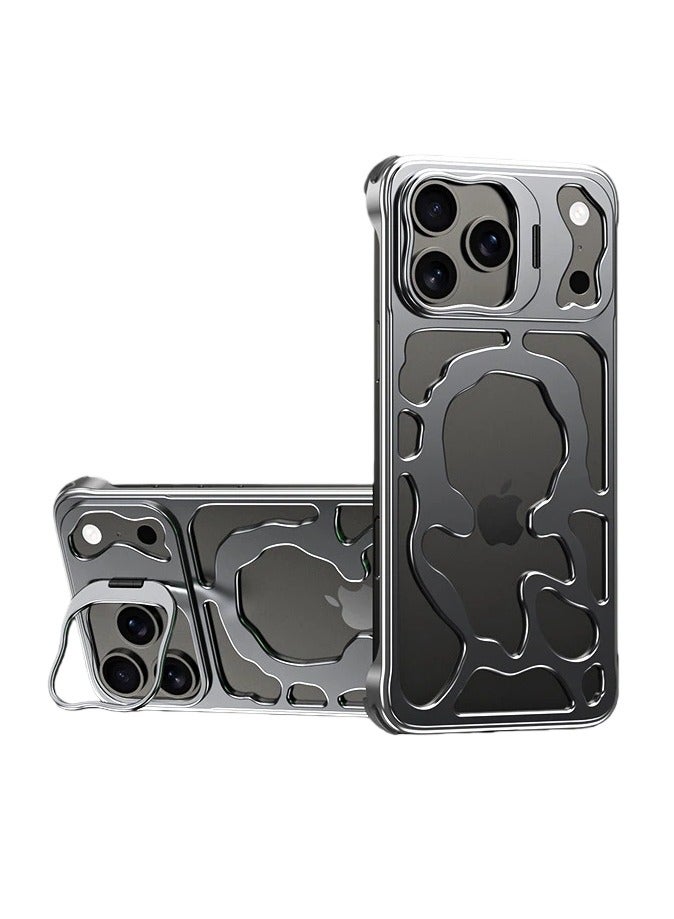 Compatible with iPhone 17 Pro Max case hollow design for ventilation and heat dissipation metal stand magnetic protective cover