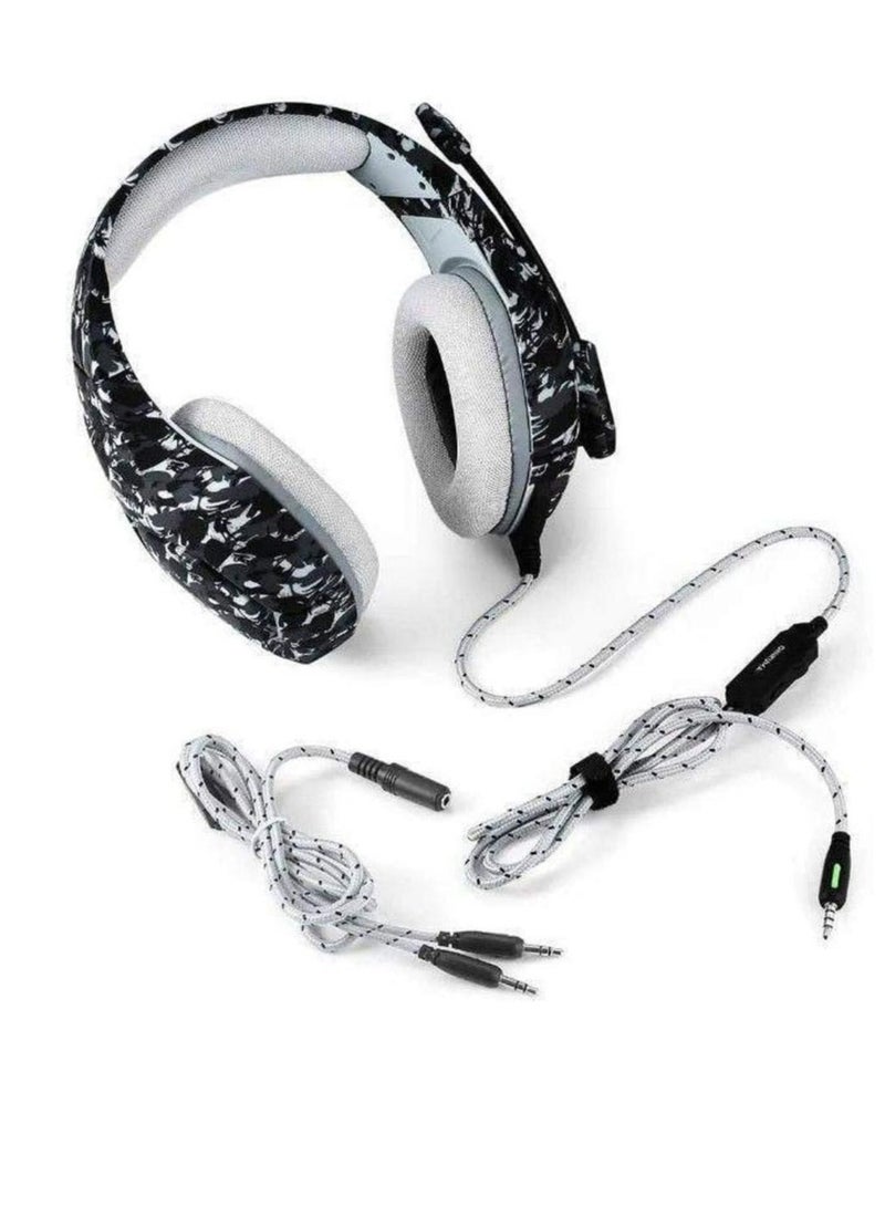 onikuma K1B 3.5mm jack stereo gaming headset with noise canceling microphone Camouflage Gray - Image 5