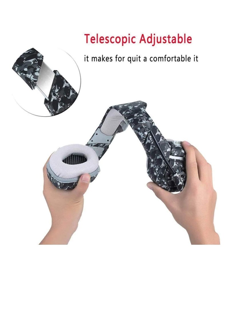 onikuma K1B 3.5mm jack stereo gaming headset with noise canceling microphone Camouflage Gray - Image 2