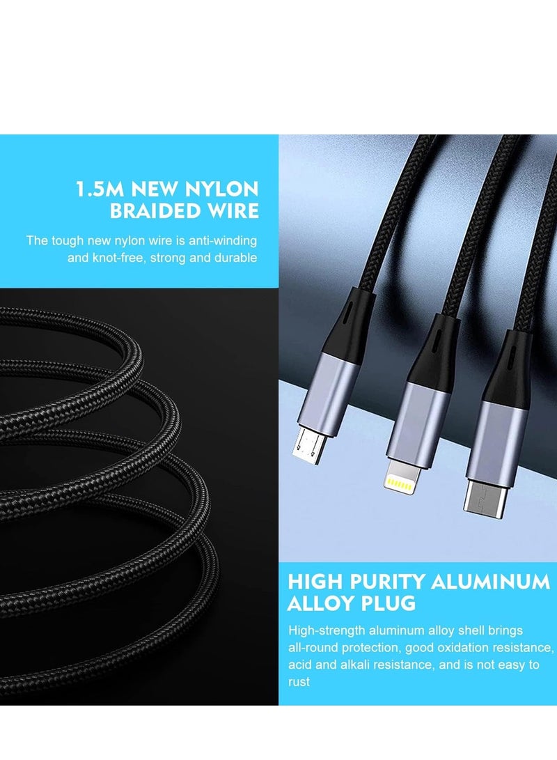 3-in-1 USB Phone Charger Cable – 5A Fast Braided Nylon Charging Cord - Image 3