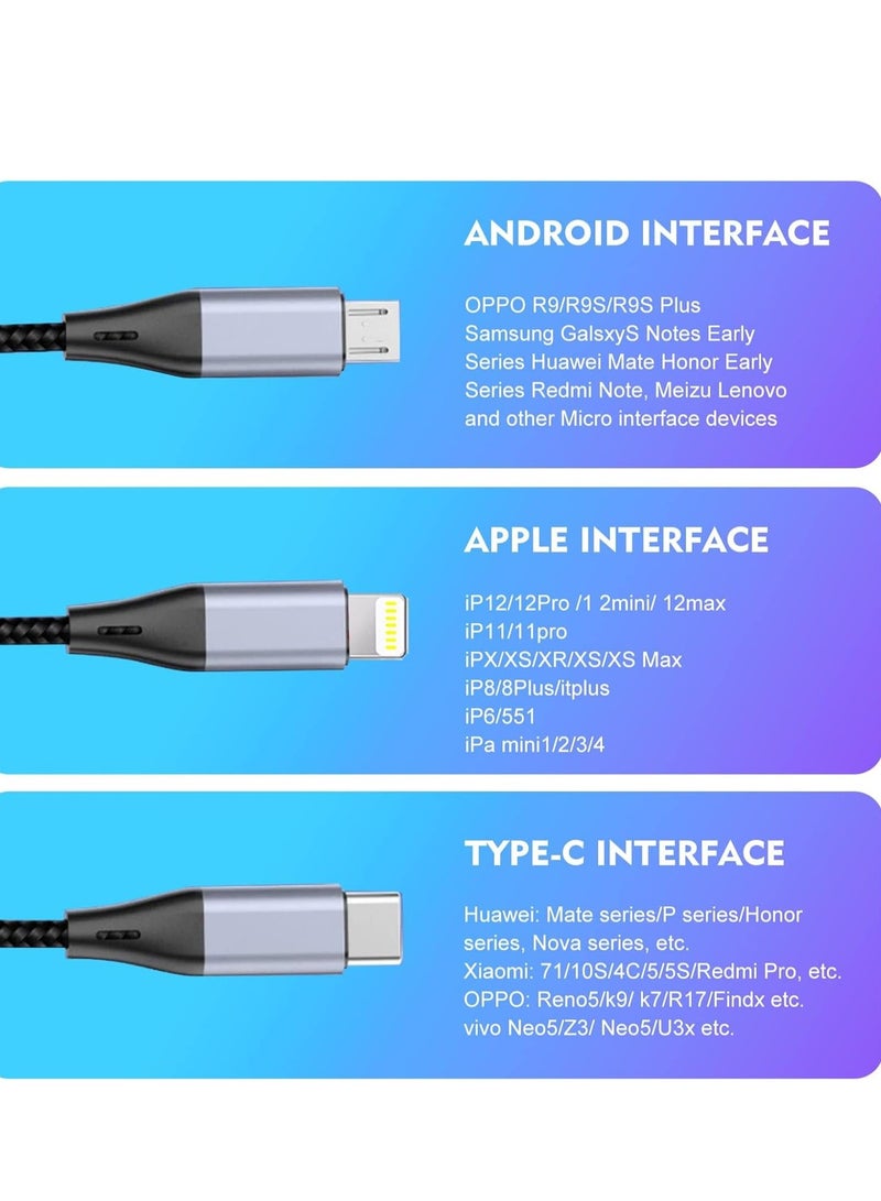 3-in-1 USB Phone Charger Cable – 5A Fast Braided Nylon Charging Cord - Image 2