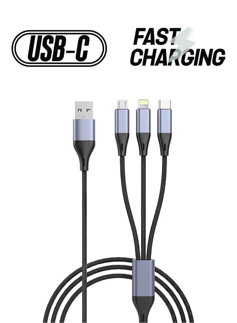 3-in-1 USB Phone Charger Cable – 5A Fast Braided Nylon Charging Cord - Image 1