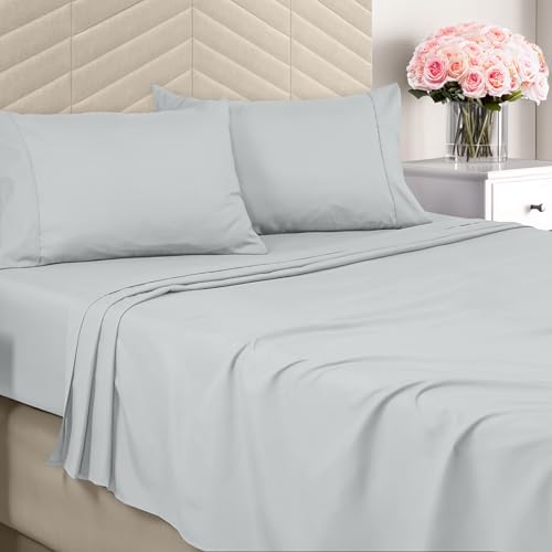 Utopia Bedding Queen Sheet Set - Brushed Microfiber - Soft Bed Sheets for Queen Size Bed Set - Includes 1 Fitted, 1 Flat, & 2 Pillow Cases - Deep Pocket (Light Grey) - Image 1