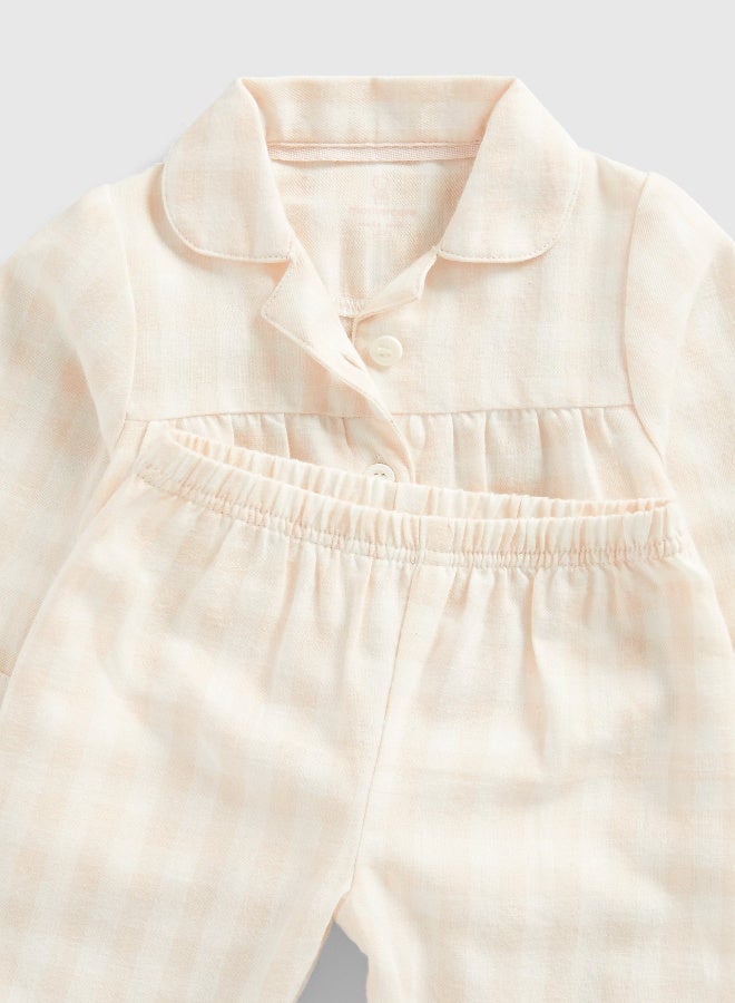 mothercare بيجامة أطفال منسوجة بنقشة مربعات باللون الوردي - Image 3