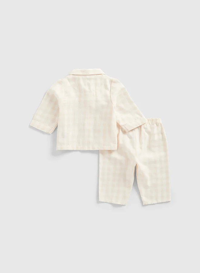 Mothercare Mothercare Pink Check Woven Baby Pyjamas