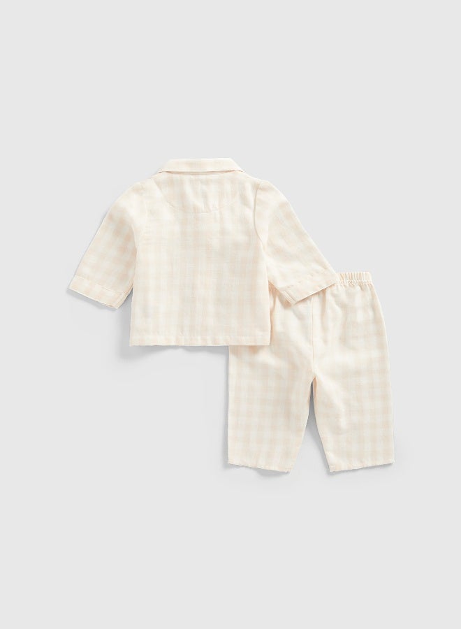 mothercare بيجامة أطفال منسوجة بنقشة مربعات باللون الوردي - Image 4
