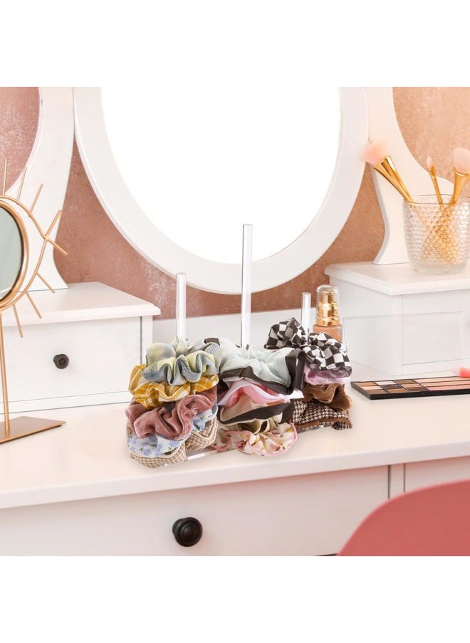 SMUK - 3-Tiers Acrylic Scrunchie Holder Stand, Clear Hair Tie Organizer Storage for Women Teen Girls Gifts Scrunchy Hair Accessories Organizer - Image 1