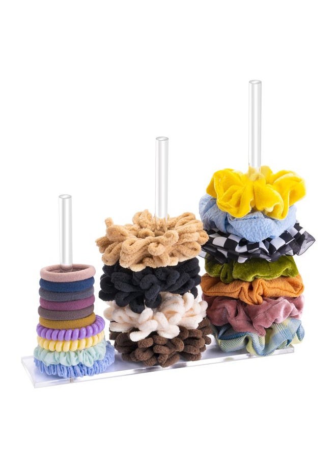 SMUK - 3-Tiers Acrylic Scrunchie Holder Stand, Clear Hair Tie Organizer Storage for Women Teen Girls Gifts Scrunchy Hair Accessories Organizer - Image 1