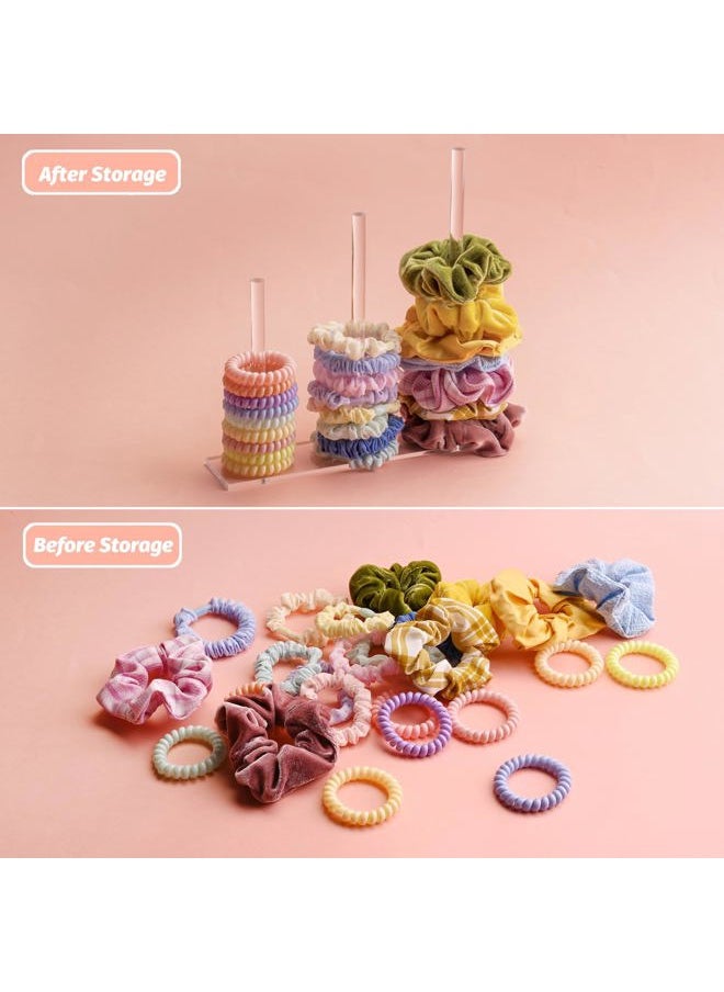 SMUK - 3-Tiers Acrylic Scrunchie Holder Stand, Clear Hair Tie Organizer Storage for Women Teen Girls Gifts Scrunchy Hair Accessories Organizer - Image 1