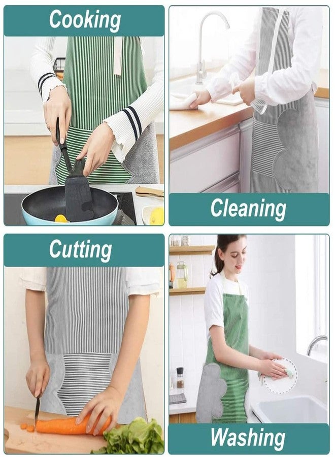HEXONIQ® Adjustable Bib Apron With Pockets - 2 Side Coral Velvet Towels Stitched Durable Pinstripe Waterproof Cooking Aprons Suitable For Home Kitchen, Grill, Restaurant Even Garden Craft (Brown) - Image 5