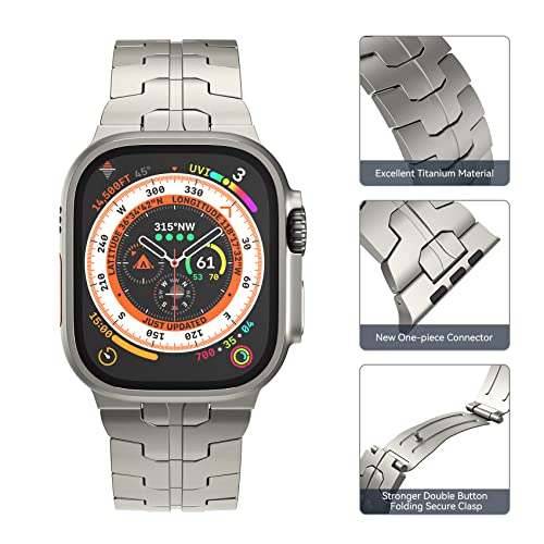 LULULOOK Grade 2 Pure Titanium Ultra 3 Band, Men's Lightweight Titanium Metal Band for Apple Watch Ultra 3/Ultra 2 / Ultra 49mm with Foldable Clasp - Image 4