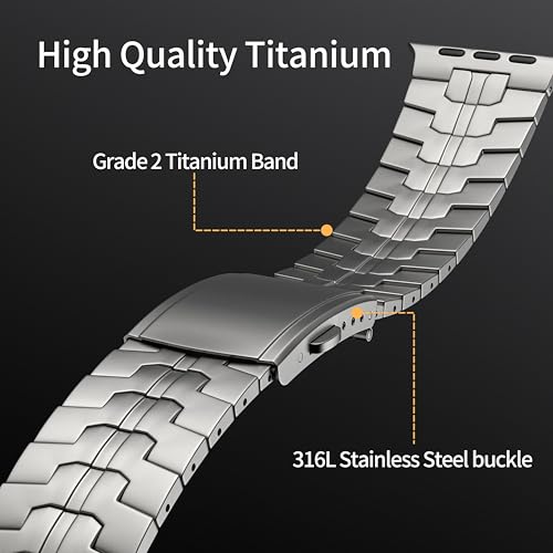 LULULOOK Grade 2 Pure Titanium Ultra 3 Band, Men's Lightweight Titanium Metal Band for Apple Watch Ultra 3/Ultra 2 / Ultra 49mm with Foldable Clasp - Image 2