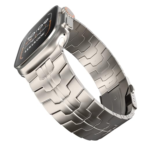 LULULOOK Grade 2 Pure Titanium Ultra 3 Band, Men's Lightweight Titanium Metal Band for Apple Watch Ultra 3/Ultra 2 / Ultra 49mm with Foldable Clasp - Image 1