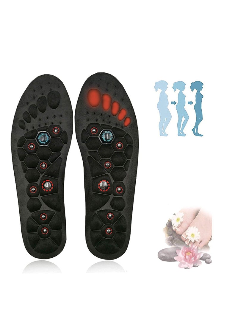 Excefore نعل تخسيس بالضغط الإبري، نعل تدليك مغناطيسي للقدم مع دعم للقوس، نعل علاج للقدم، للقدم المسطحة، التهاب اللفافة الأخمصية، تخفيف الألم (م) - Image 1