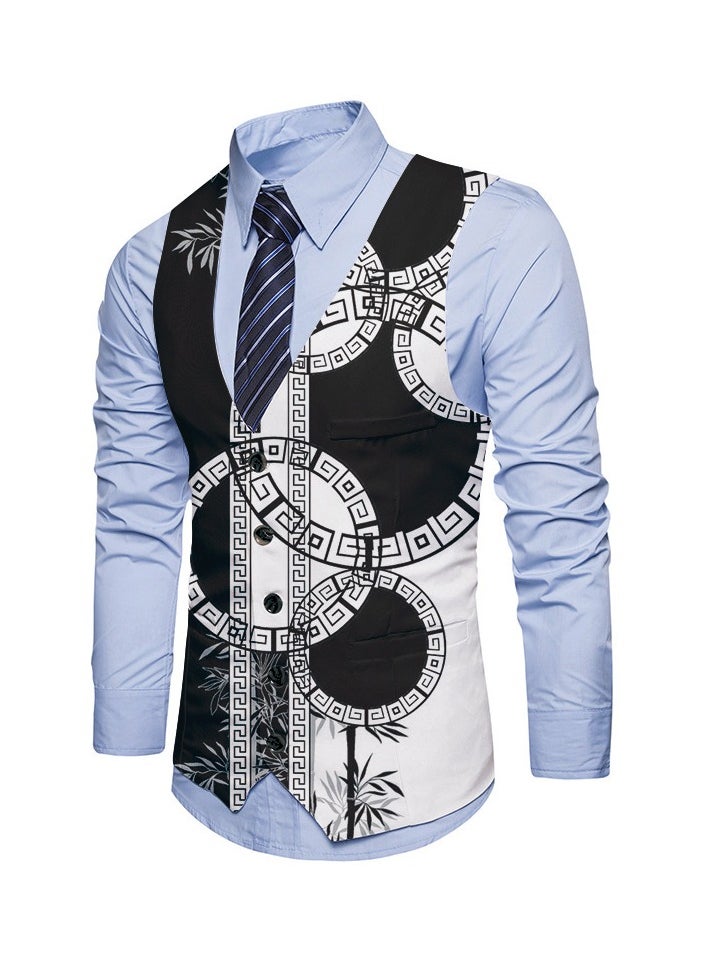 KUYING New Fashionable Personalized Printed Men's Suit Vest  - Image 1