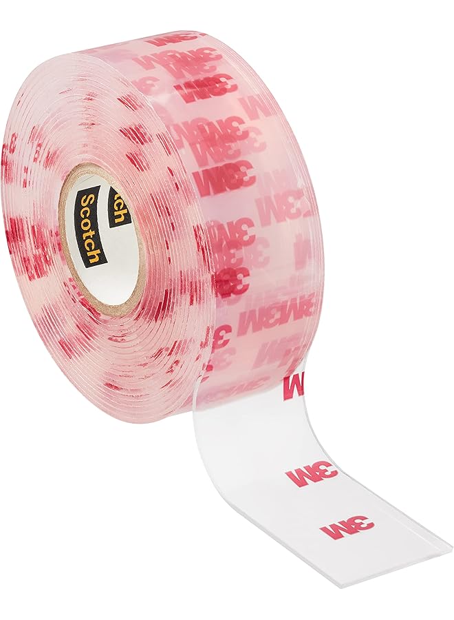 Mount Clear Tape 1 In X 60 In 2.54Cm X 1.52M 1 Roll Pack Holds 6.8 Kg Whole Roll Transparent Color Multi Surface Easy To Use No Tools Double Sided Adhesive Tape